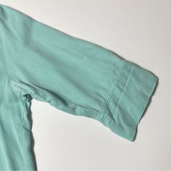 By JJ 100% Tencell Cyan 3/4 Roll Tab Sleeve Button Up Shirt Women's Size Medium - Picture 6 of 16